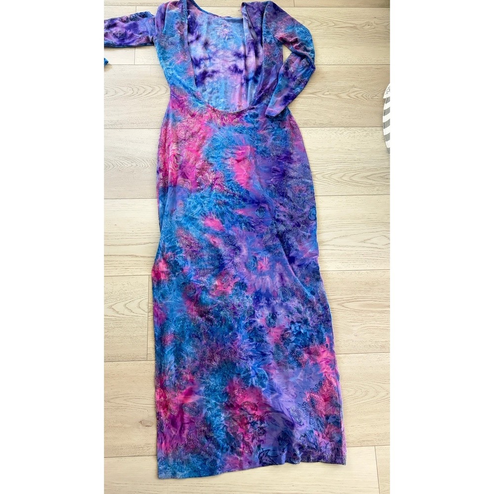 Asa Kaftan  Size XL TIE DYE DRESS GREEN BURGUNDY OPEN BACK